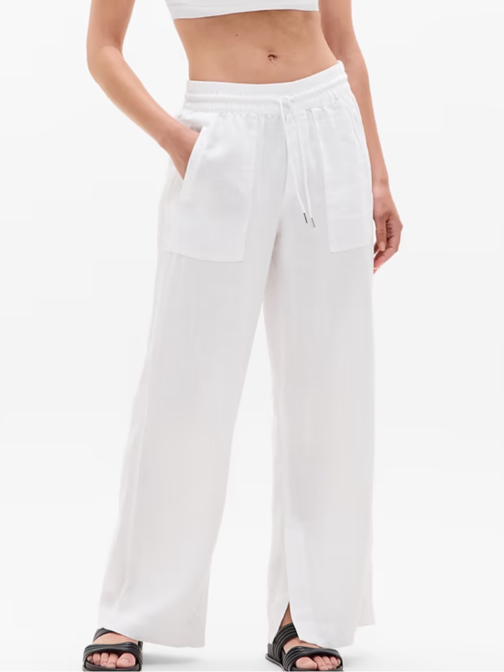 Athleta Women’s White Linen Drawstring Pants Large